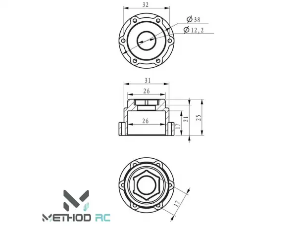 Method 6X32/21mm Offset 17mm Aluminium Hex Adaptor (2) — image 2 of 3