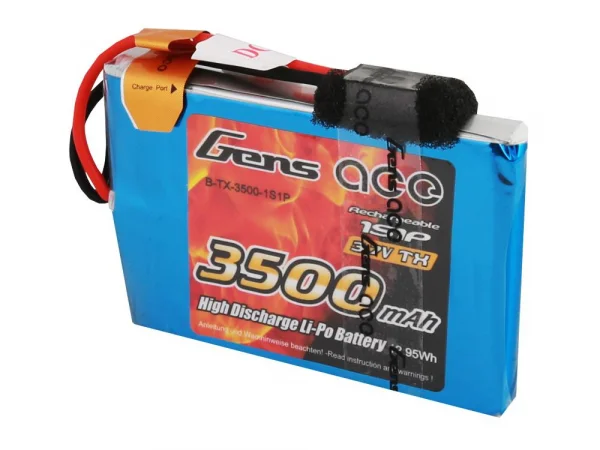 Gens Ace Soft Case 1S 3.7v Transmitter LiPo - 3500mAh (Sanwa MT-44)