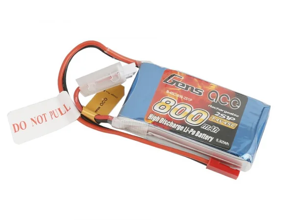 Gens Ace Soft Case 2S 7.4v 45C LiPo - 800mAh - BEC Connector
