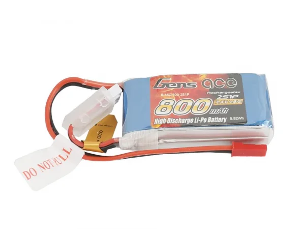 Gens Ace Soft Case 2S 7.4v 45C LiPo - 800mAh - BEC Connector