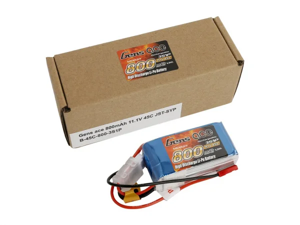 Gens Ace Soft Case 3S 11.1v 45C LiPo - 800mAh - BEC Connector