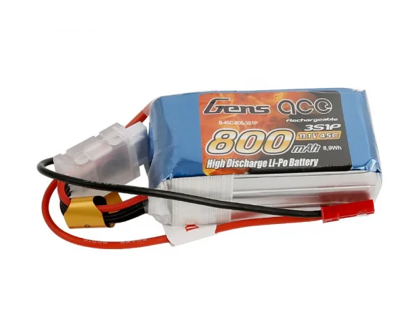 Gens Ace Soft Case 3S 11.1v 45C LiPo - 800mAh - BEC Connector