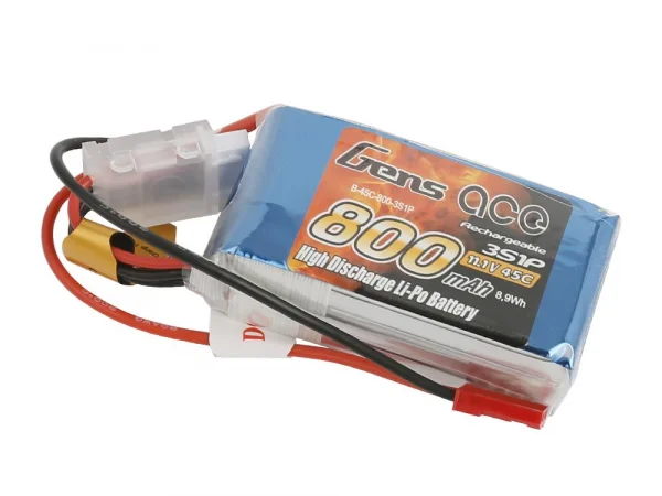 Gens Ace Soft Case 3S 11.1v 45C LiPo - 800mAh - BEC Connector