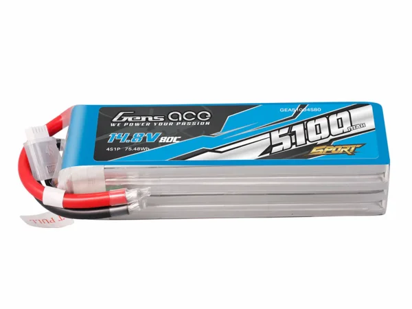 Li-Po Sport 4S 14.8V 5100mAh 80C with No Plug