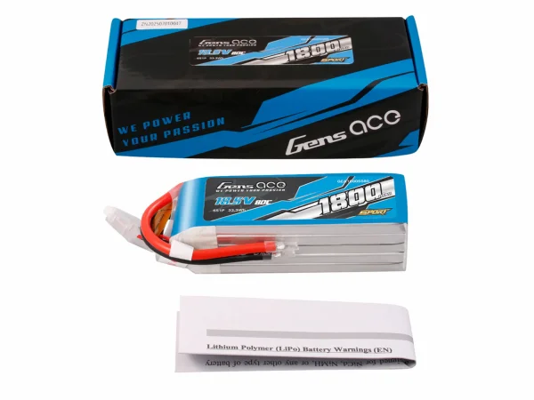 Li-Po Sport 5S 18.5V 1800mAh 80C with No Plug