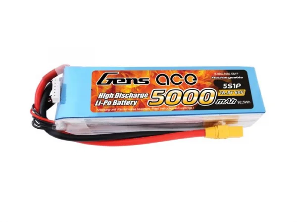 Gens Ace Soft Case 5S 18.5v 60C LiPo - 5000mAh - XT90