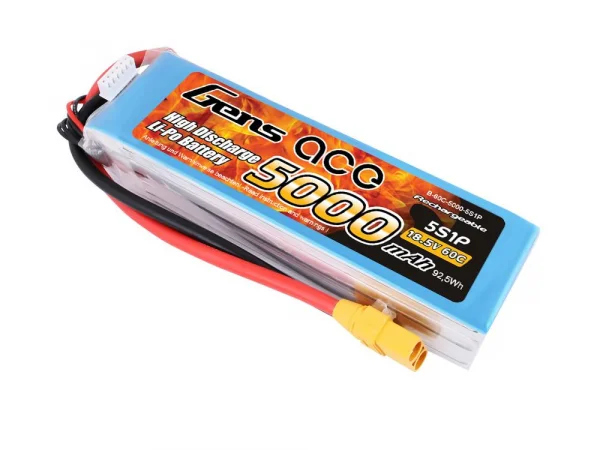 Gens Ace Soft Case 5S 18.5v 60C LiPo - 5000mAh - XT90