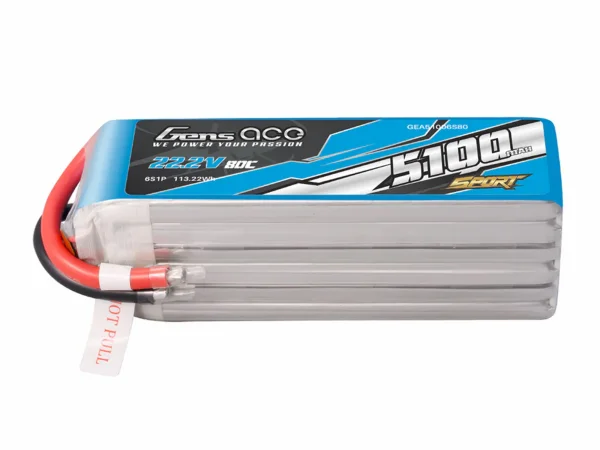 Li-Po Sport 6S 22.2V 5100mAh 80C with No Plug &mdash; image 3 of 5