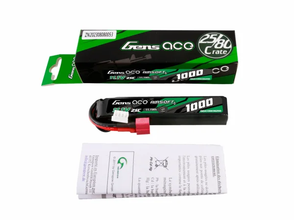 Airsoft 3S 1000mAh 25C with Deans (fit Most AEG)