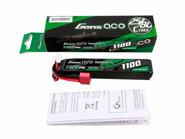 Airsoft 3S 1100mAh 25C with Deans (fit Most AEG)