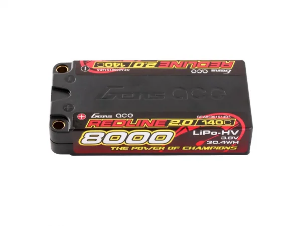 Gens Ace Redline 2.0 Race HV LiPo - 3.8V 8000mAh 140C RL2 Shorty - 5mm