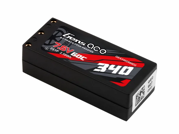 Gens Ace Hard Case 2S 7.6V 340mAh 60C LiPo - 2mm Connectors