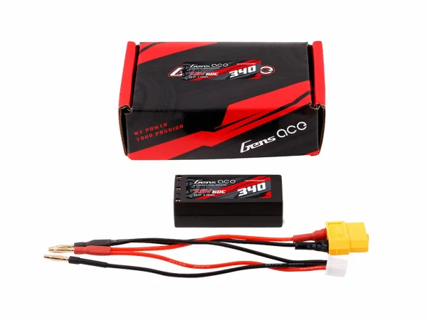 Gens Ace Hard Case 2S 7.6V 340mAh 60C LiPo - 2mm Connectors