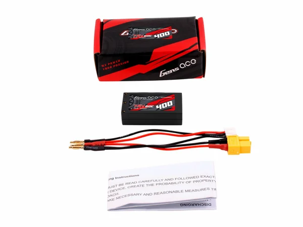 Gens Ace Hard Case 2S 7.6V 400mAh 60C LiPo - 2mm Connectors