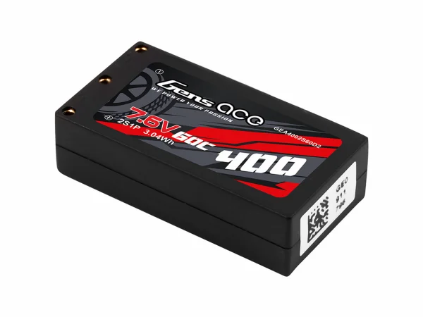Gens Ace Hard Case 2S 7.6V 400mAh 60C LiPo - 2mm Connectors