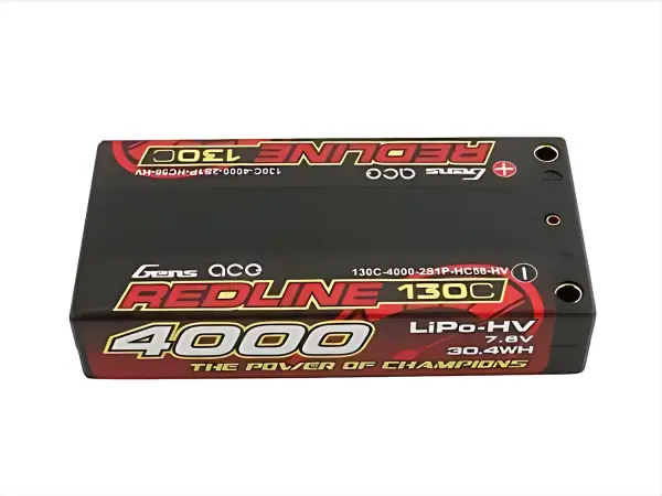 Gens Ace HV LiPo Shorty Hard Case - 2S 7.6V 4000mAh 130C - 4mm Tubes — image 1 of 3
