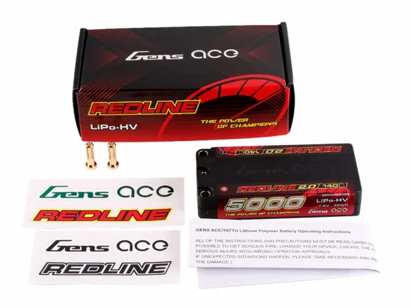 Gens Ace LiPo - HV Car Hard Case Shorty 2S1P 7.6V 5000mAh 140C with 5mm