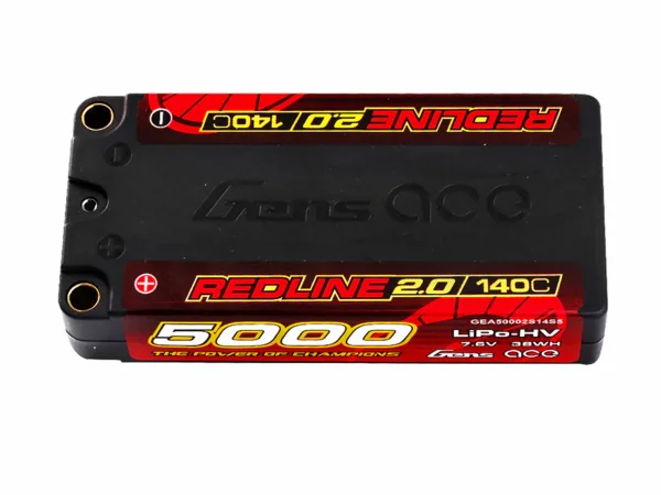 Gens Ace LiPo - HV Car Hard Case Shorty 2S1P 7.6V 5000mAh 140C with 5mm