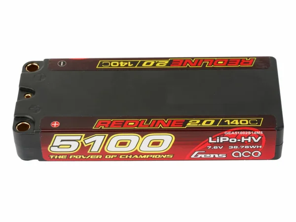 Gens Ace LiPo - HV Car Hard Case 2S1P 7.6V 5100mAh 140C with 5mm