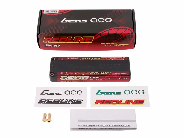 Gens Ace LiPo HV Hard Case 2S1P 7.6V 5200mAh 140C RL2 - 5mm Tubes — image 5 of 5
