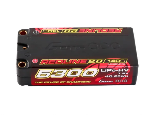 Gens Ace Redline 2.0 Race HV LiPo - 7.6V 5300mAh 140C RL2 Shorty - 5mm