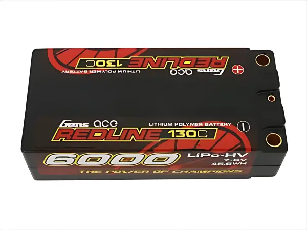 Gens Ace HV LiPo Shorty Hard Case - 2S 7.6V 6000mAh 130C - 5mm Tubes — image 1 of 2