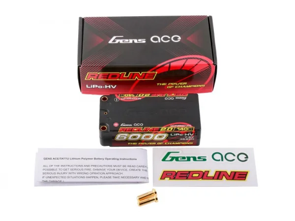 Gens Ace Redline 2.0 Race HV LiPo - 7.6V 6000mAh 140C RL2 Shorty - 5mm