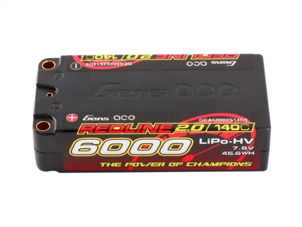 Gens Ace Redline 2.0 Race HV LiPo - 7.6V 6000mAh 140C RL2 Shorty - 5mm