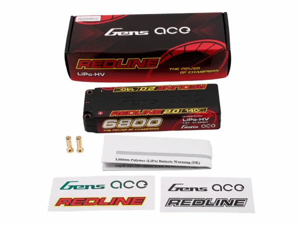 Gens Ace LiPo - HV Car Hard Case 2S1P 7.4V 6800mAh 140C RL2 with 5mm
