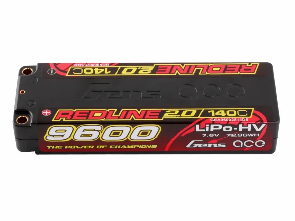 Gens Ace LiPo - HV Car Hard Case 2S 7.6V 9600mAh 140C RL2 Short 5mm