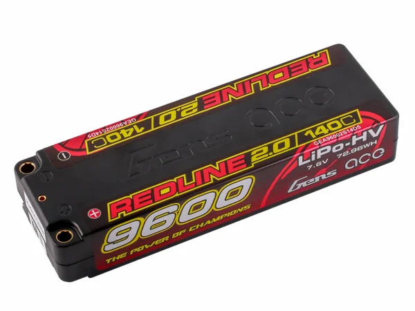 Gens Ace LiPo - HV Car Hard Case 2S 7.6V 9600mAh 140C RL2 Short 5mm