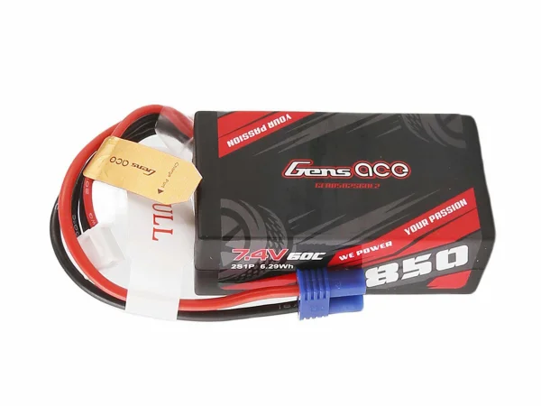 Gens Ace 2S 7.4V LiPo - 850mAh 60C with EC2