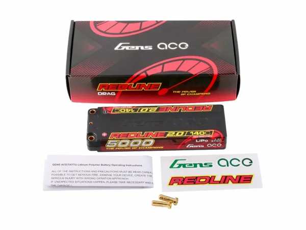 Gens Ace Hard Case LiPo - 2S HV 7.6V 5000mAh 140C RL2 Short 5mm