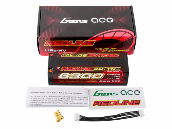 Gens Ace Redline 2.0 Race HV LiPo - 15.2V 6300mAh 140C RL2 - 5mm