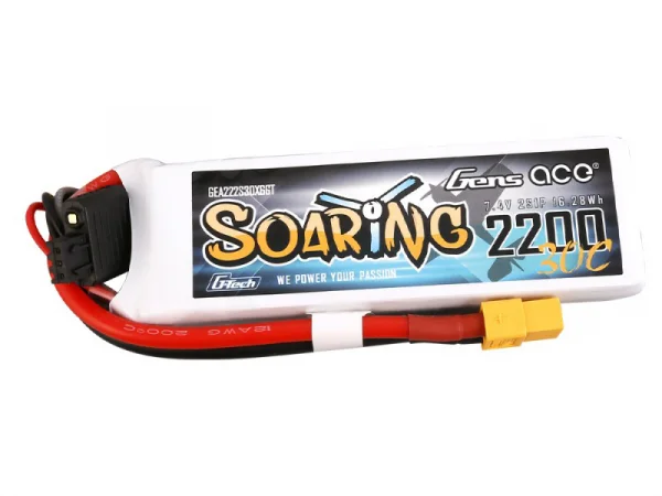 Gens Ace G-Tech Soaring LiPo - 2S 7.4V 2200mAh 30C with XT60