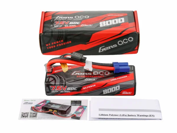 Gens Ace LiPo - Hard Case G-Tech 2S 7.4V 8000mah 60C with EC5 (Promoto)