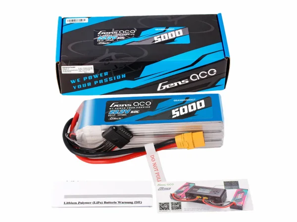 Gens Ace G-Tech LiPo - 6S 22.2V 5000mAh 60C with XT90