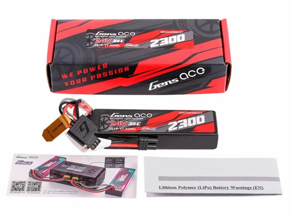 Gens Ace G-Tech Hard Case LiPo - 7.4V 2300mAh 35C with EC2