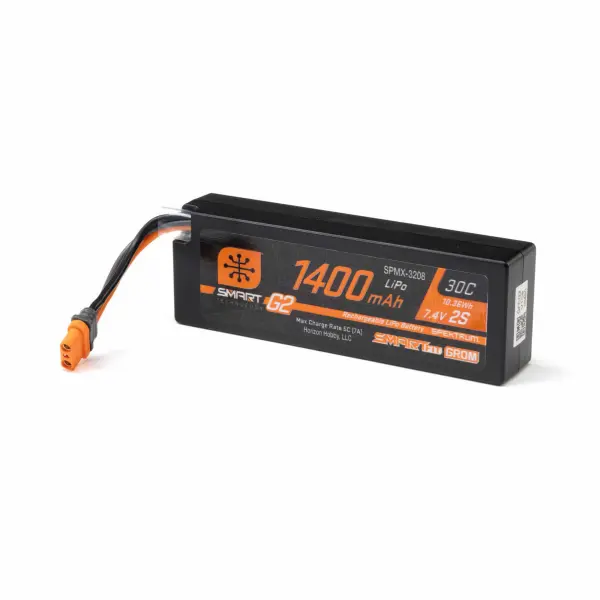 7.4V 1400mAh 2S 30C Smart G2 LiPo Battery: IC2 SmartFit Case — image 1 of 3