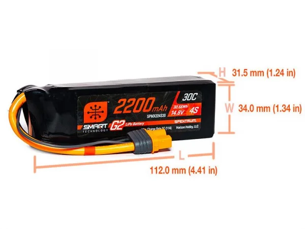 Spektrum 2200Mah 4S 14.8V Smart G2 30C IC3