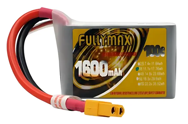 Overlander Fullymax 1600mAh 11.1V 3S 100C FPV LiPo Battery - XT60