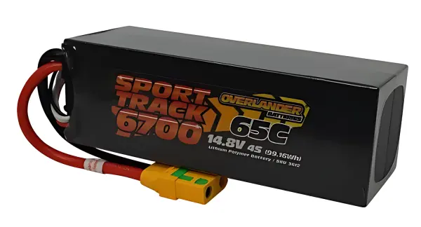Overlander 6700mAh 14.8V 4S 65C Hard Case Sport Track LiPo Battery - XT90