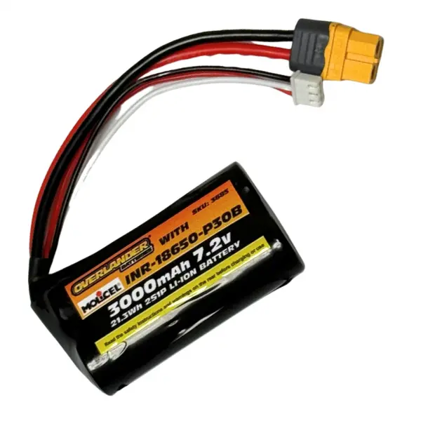 Overlander Molicel P30B 3000mAh 7.2V 2S1P Flat 18650 Li-Ion Battery - Deans