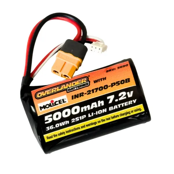 Overlander Molicel P50B 5000mAh 7.2V 2S1P Flat 21700 Li-Ion Battery - Deans