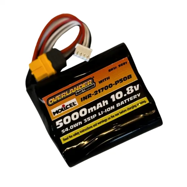 Overlander Molicel P50B 5000mAh 10.8V 3S1P Flat 21700 Li-Ion Battery - Deans