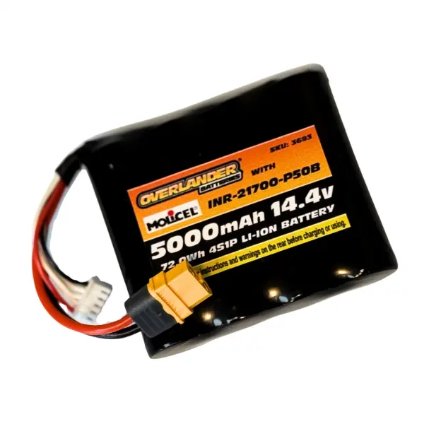 Overlander Molicel P50B 5000mAh 14.4V 4S1P Flat 21700 Li-Ion Battery - Deans