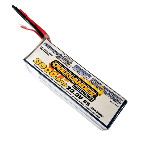 Overlander 8000mAh 22.2V 6S 25C Supersport XL LiPo Battery - XT90S (Anti-Spark)