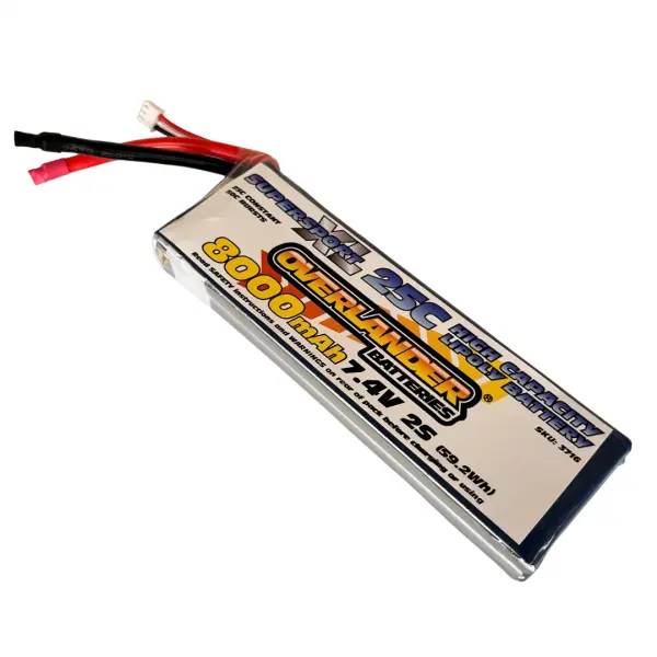 Overlander 8000mAh 7.4V 2S 25C Supersport XL LiPo Battery - EC5
