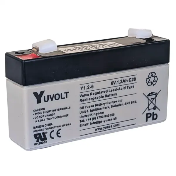 Overlander Y1.2-6 Yuasa Yucel Yuvolt 6V 1.2Ah Lead Acid Rechargeable Battery