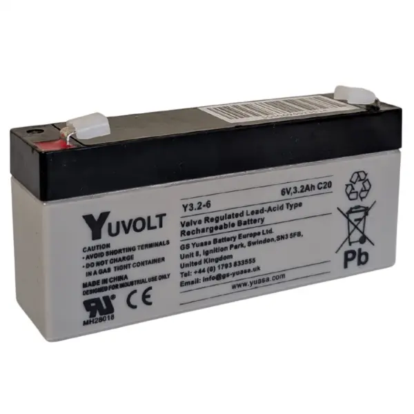Overlander Y3.2-6 Yuasa Yucel Yuvolt 6V 3.2Ah Lead Acid Rechargeable Battery